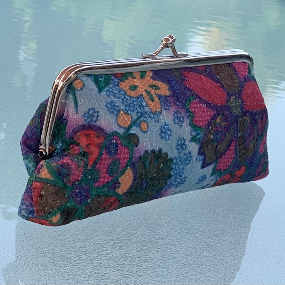 Floral Embroidered Clutch Wallet, Coin Purse, Cosmetic Pouch